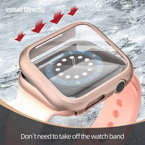 img 1 attached to pzoz совместим с Apple Watch серии 6/5/4/SE 40 мм Чехол: Слим Гард с защитным экраном и полным матовым крышкой, розовое золото