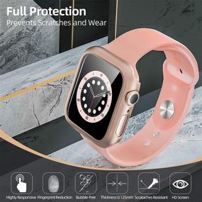 img 2 attached to pzoz совместим с Apple Watch серии 6/5/4/SE 40 мм Чехол: Слим Гард с защитным экраном и полным матовым крышкой, розовое золото