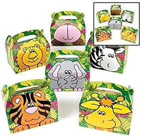 img 3 attached to 🎁 Adorox 24-Pack Zoo Animal Treat Box Cardboard Goody Bags for Children's Birthday Party - Assorted Animal Boxes