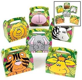 img 2 attached to 🎁 Adorox 24-Pack Zoo Animal Treat Box Cardboard Goody Bags for Children's Birthday Party - Assorted Animal Boxes