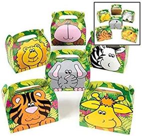 img 1 attached to 🎁 Adorox 24-Pack Zoo Animal Treat Box Cardboard Goody Bags for Children's Birthday Party - Assorted Animal Boxes