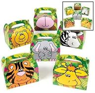 🎁 adorox 24-pack zoo animal treat box cardboard goody bags for children's birthday party - assorted animal boxes логотип