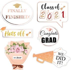 img 3 attached to 🎓 Konsait Rose Gold Graduation Photo Booth Props: 24 Count Metallic Grad Decor for Class of 2021 Graduation Party