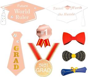 img 2 attached to 🎓 Konsait Rose Gold Graduation Photo Booth Props: 24 Count Metallic Grad Decor for Class of 2021 Graduation Party