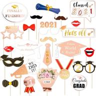 🎓 konsait rose gold graduation photo booth props: 24 count metallic grad decor for class of 2021 graduation party logo