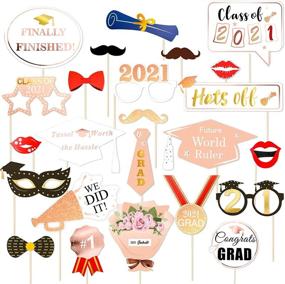 img 4 attached to 🎓 Konsait Rose Gold Graduation Photo Booth Props: 24 Count Metallic Grad Decor for Class of 2021 Graduation Party