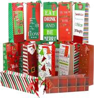 🎁 премиум-иконикальные прочные рождественские подарочные сумки для бутылок вина: 16 штук, многоразовые и долговечные логотип
