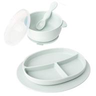 🍽️ ullabelle toddler plates & bowls set with non-slip silicone design - complete baby feeding set including spoons - bpa free (sage) logo