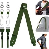 🎒 универсальная армейская зеленая плечевая лямка: регулируемый ремень для камеры, гитары и сумки через плечо с широкими заменяемыми аксессуарами. логотип