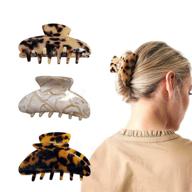 stylish tortoise claw hair clips, set of 3 large 3.5 inch hair accessories for women - perfect for thick, curly and long hair logo