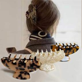 img 3 attached to Stylish Tortoise Claw Hair Clips, Set of 3 Large 3.5 Inch Hair Accessories for Women - Perfect for Thick, Curly and Long Hair