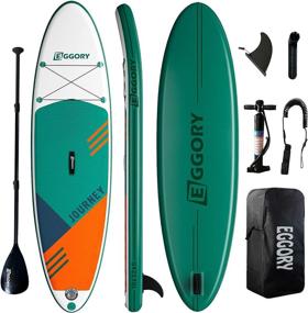 img 4 attached to 🏄 Eggory Inflatable SUP Board 10'x32"x6" with Premium Accessories & Portable Carry Bag – Non-Slip Deck, Leash, Paddle and Pump – Stand Up Paddleboard for Youths and Adults