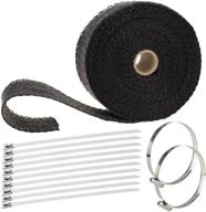 🔥 high-quality 2"x 50' black exhaust heat wrap for car & motorcycle: durable exhaust tape heat wrap with stainless ties logo