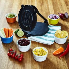 img 1 attached to 🌮 Uno Casa Cast Iron Tortilla Press - 8 Inch, Pre-Seasoned Tortilla Maker with Parchment Paper - Perfect for Flour Tortilla, Roti, Tawa or Dosa