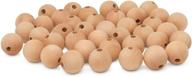 🪢 wooden beads (38mm) pack of 50 unfinished supplies by woodpeckers - smooth natural finish, easily threaded, 1-1/2 x 3/8 inch hole logo