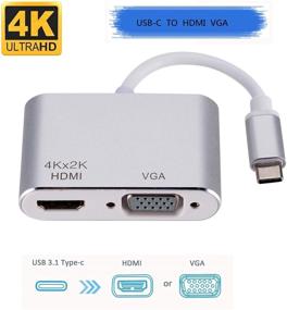 img 4 attached to Адаптер USB C к HDMI и VGA: двойной монитор 2 в 1 конвертер для 2018 iPad Pro/MacBook Pro/Chromebook/Lenovo 900/Dell XPS/Samsung - совместим с Thunderbolt 3