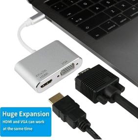 img 2 attached to Адаптер USB C к HDMI и VGA: двойной монитор 2 в 1 конвертер для 2018 iPad Pro/MacBook Pro/Chromebook/Lenovo 900/Dell XPS/Samsung - совместим с Thunderbolt 3