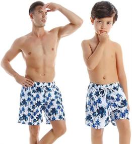 img 2 attached to 👨 Hawaiian Swimwear for Boys aged 12-14 Years with Matching Father's Outfit