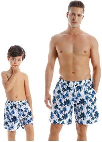 img 4 attached to 👨 Hawaiian Swimwear for Boys aged 12-14 Years with Matching Father's Outfit