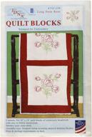 🌹 needle art stamped quilt blocks - long stem rose design, 18"x18", pack of 6 logo