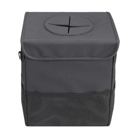 img 3 attached to 🚘 ERWUBA Leather Car Trash Can - Lid, Storage Pockets, Leak-Proof & Waterproof SUV Garbage Can - Trash Bin for Auto Car Trash Bag (Small, Black)
