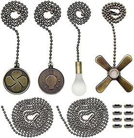 img 1 attached to 🌬️ Icey Ceiling Fan Pull Chain Pendant Set - Includes 4 Beaded Ball Fan Pull Chains with Ornaments, Extra 8 Beaded and Pull Loop Connectors, 2 35.4 inch Fan Pull Chains