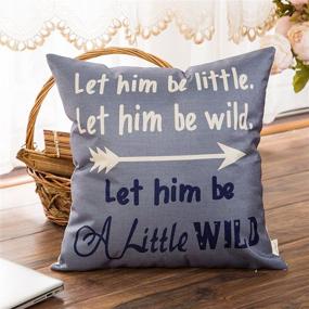img 1 attached to 🎯 Fahrendom Little Wild Arrow Boy Nursery Art Decor Throw Pillow Cover for Sofa Couch 18 x 18 in - Cotton Linen Home Decorative Cushion Case with Words