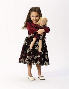 img 1 attached to Dollie & Me Girls' Long Sleeve Flocked Floral Metallic Dress Set with Matching Doll Outfit: Stunning Style for Little Ones and their Dolls