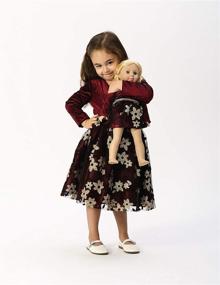 img 3 attached to Dollie & Me Girls' Long Sleeve Flocked Floral Metallic Dress Set with Matching Doll Outfit: Stunning Style for Little Ones and their Dolls