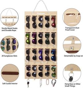 img 2 attached to 🕶️ Felt Detachable Wall Mounted Sunglasses Organizer Storage, 20-Slot Dust-Proof Hanging Holder for Sunglasses - SIMBOOM Sunglasses Organizer (Beige)