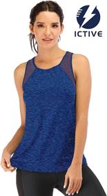 img 2 attached to Breathable Mesh Racerback Muscle Tank Tops for Women - ICTIVE Running Tank Tops (Backless)