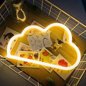 img 2 attached to BeMoment Cloud Neon Light Signs – Battery and USB Operated Wall Decor for Living Room, Children's Bedroom, Party, Christmas & Birthday Gift