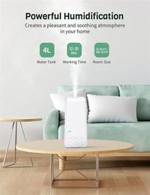 img 3 attached to Large Room Humidifiers: 4L Ultrasonic Cool Mist Humidifiers with Humidistat, Perfect for Indoor Plants, Whisper-Quiet Operation, LED Display, Sleep Mode - Ideal for Bedroom, Home, Office, and Living Room