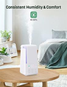 img 1 attached to Large Room Humidifiers: 4L Ultrasonic Cool Mist Humidifiers with Humidistat, Perfect for Indoor Plants, Whisper-Quiet Operation, LED Display, Sleep Mode - Ideal for Bedroom, Home, Office, and Living Room