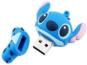 img 3 attached to 🐾 QICAIHU USB-флеш-накопитель Novelty Stitch Blue формы дизайна 32 ГБ USB 2.0: милый анимационный гибридный диск для хранения данных и подарков