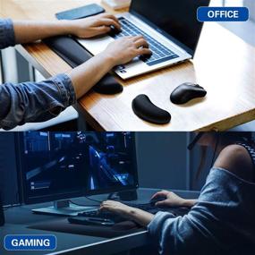 img 2 attached to 🖥️ Canjoy Keyboard and Mouse Wrist Rest Kit: Soft Fabric Memory Foam Cushion for Pain-Free Typing and Gaming - Black