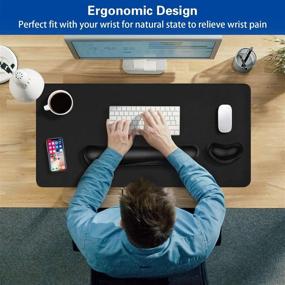 img 3 attached to 🖥️ Canjoy Keyboard and Mouse Wrist Rest Kit: Soft Fabric Memory Foam Cushion for Pain-Free Typing and Gaming - Black