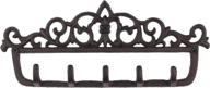 🔑 gasare decorative key holder for wall | 5 sturdy hooks | cast iron rustic brown | 12½ x 5¼ inches | wall mount screws and anchors | 1 unit логотип