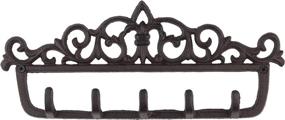 img 4 attached to 🔑 Gasare Decorative Key Holder for Wall | 5 Sturdy Hooks | Cast Iron Rustic Brown | 12½ x 5¼ Inches | Wall Mount Screws and Anchors | 1 Unit