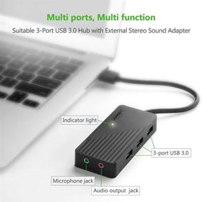 img 3 attached to UGREEN USB 3.0 Hub with 3 Ports, External Stereo Audio Adapter 2-in-1 – Headphone & Microphone 3.5mm, High Speed 5Gbps for Mac OS Windows Linux, iMac MacBook Mac Mini PCs Tablets