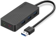 ugreen usb 3.0 hub with 3 ports, external stereo audio adapter 2-in-1 – headphone & microphone 3.5mm, high speed 5gbps for mac os windows linux, imac macbook mac mini pcs tablets logo
