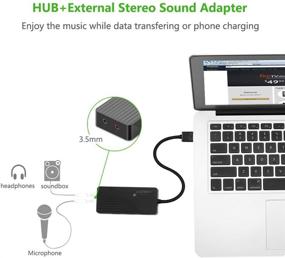 img 2 attached to UGREEN USB 3.0 Hub with 3 Ports, External Stereo Audio Adapter 2-in-1 – Headphone & Microphone 3.5mm, High Speed 5Gbps for Mac OS Windows Linux, iMac MacBook Mac Mini PCs Tablets