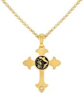 exquisite 24k gold plated galilee jesus cross 🤩 pendant necklace: christian jewelry gift adorned with swarovski gem tones logo