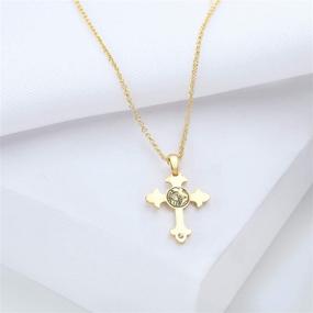 img 3 attached to Exquisite 24K Gold Plated Galilee Jesus Cross 🤩 Pendant Necklace: Christian Jewelry Gift adorned with Swarovski Gem Tones