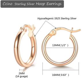 img 3 attached to Stylish Ccino Silver Hoop Earrings: Hypoallergenic 925 Sterling Silver Hoops for Women & Girls with Jewelry Gift Box - Available in 3 Dazzling Colors