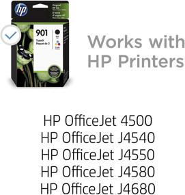 img 3 attached to ✒️ HP 901 Ink Cartridges (Black, Tri-color) for HP OfficeJet 4500, J4500 series, J4680 - CC653AN, CC656AN