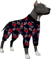 lovinpet pet pajamas for big dogs - floral navy/coral prints, lightweight pullover with full coverage for large breeds логотип