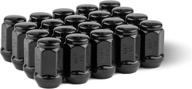 race secure 8957bk black chrome plating wheel lug nut set, m12x1.5, closed end acorn bulge, after-market, 20-pack, 3/4 hex, 60 degree conical seat logo