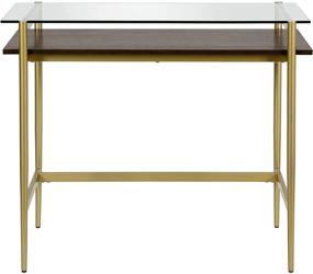 img 2 attached to 📚 Henn & Hart 36" Gold/Brass Walnut Finish Shelf Desks