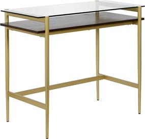 img 3 attached to 📚 Henn & Hart 36" Gold/Brass Walnut Finish Shelf Desks